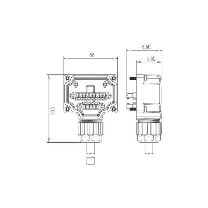 For M12 junction box (base), 8-way, single-channel, with top cover and PUR flexible cable, black sheathing, 24T0E1-XXX